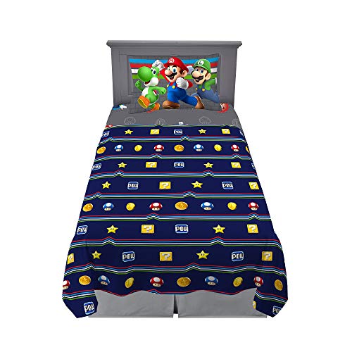Twin Super Mario 3-Piece Bed Sheet Set.1 Flat Sheet 1 Fitted Sheet 1 Pillow Cases