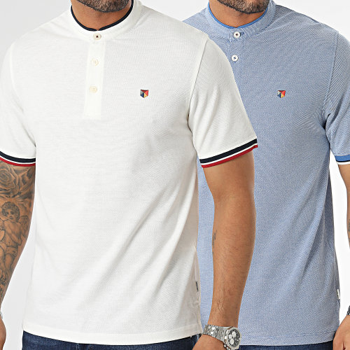 Lot De 2 Polo Manches Courtes Win Mao Beige Clair Bleu Clair Chiné