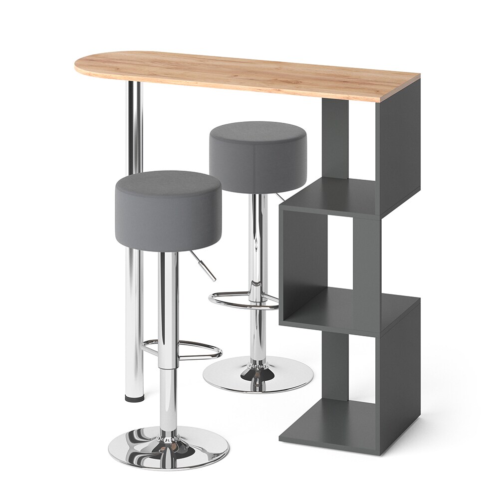 Vicco Bartisch Vincent Anthrazit-Goldkraft Bartresen Stehtisch Tresentisch Bistrotisch Bar inkl. Barhocker