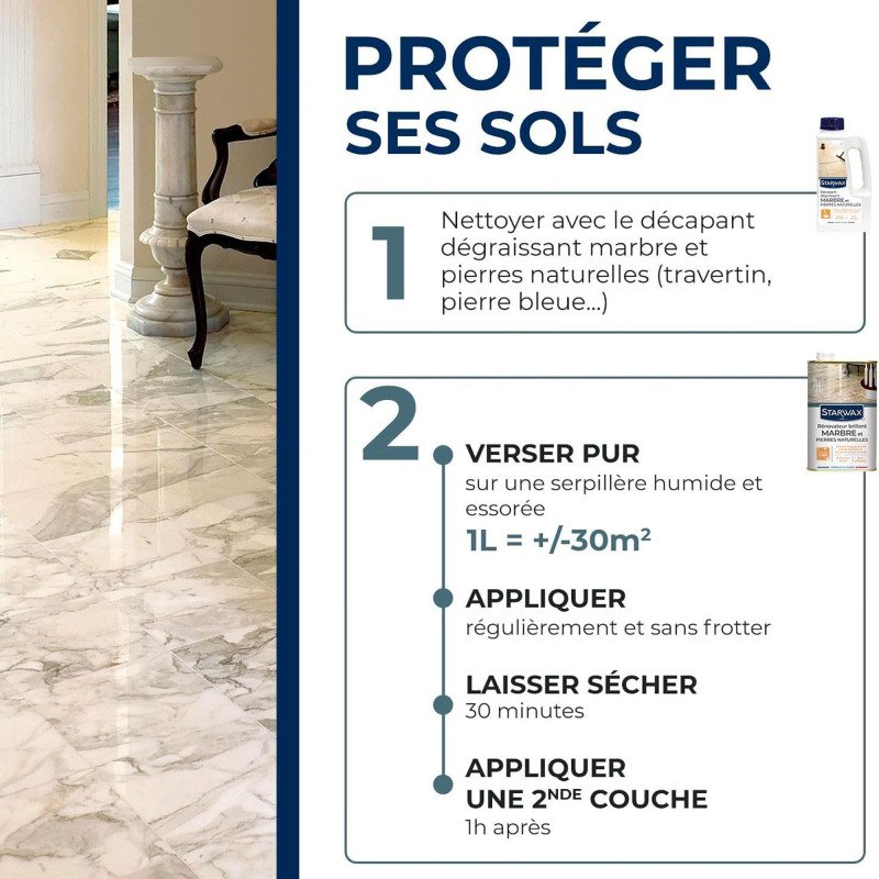 Rénovateur Brillant marbre et pierres naturelles Starwax - bidon 1 L
