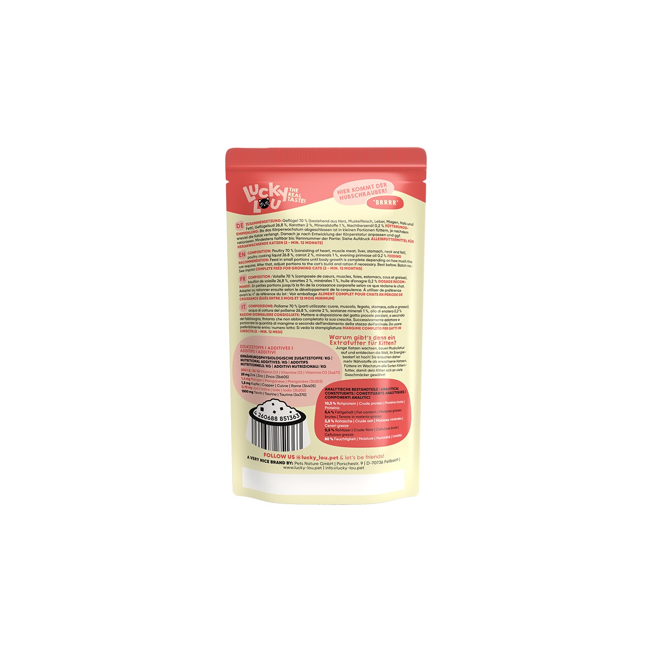 Lucky Lou Nassfutter Katze Kitten Geflügel 16x125 g