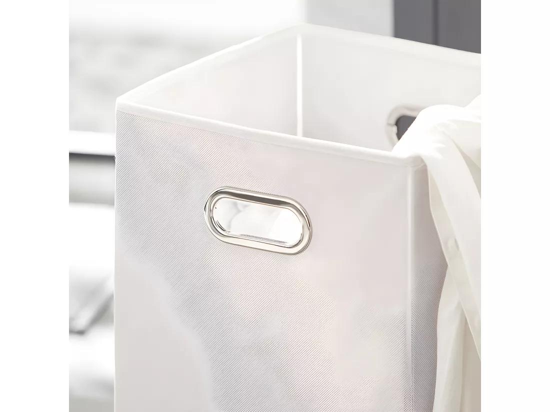 Meuble Bas de Salle de Bain Armoire Toilette avec 2 Tiroirs et 2 Paniers à Linge, BZR33-DG