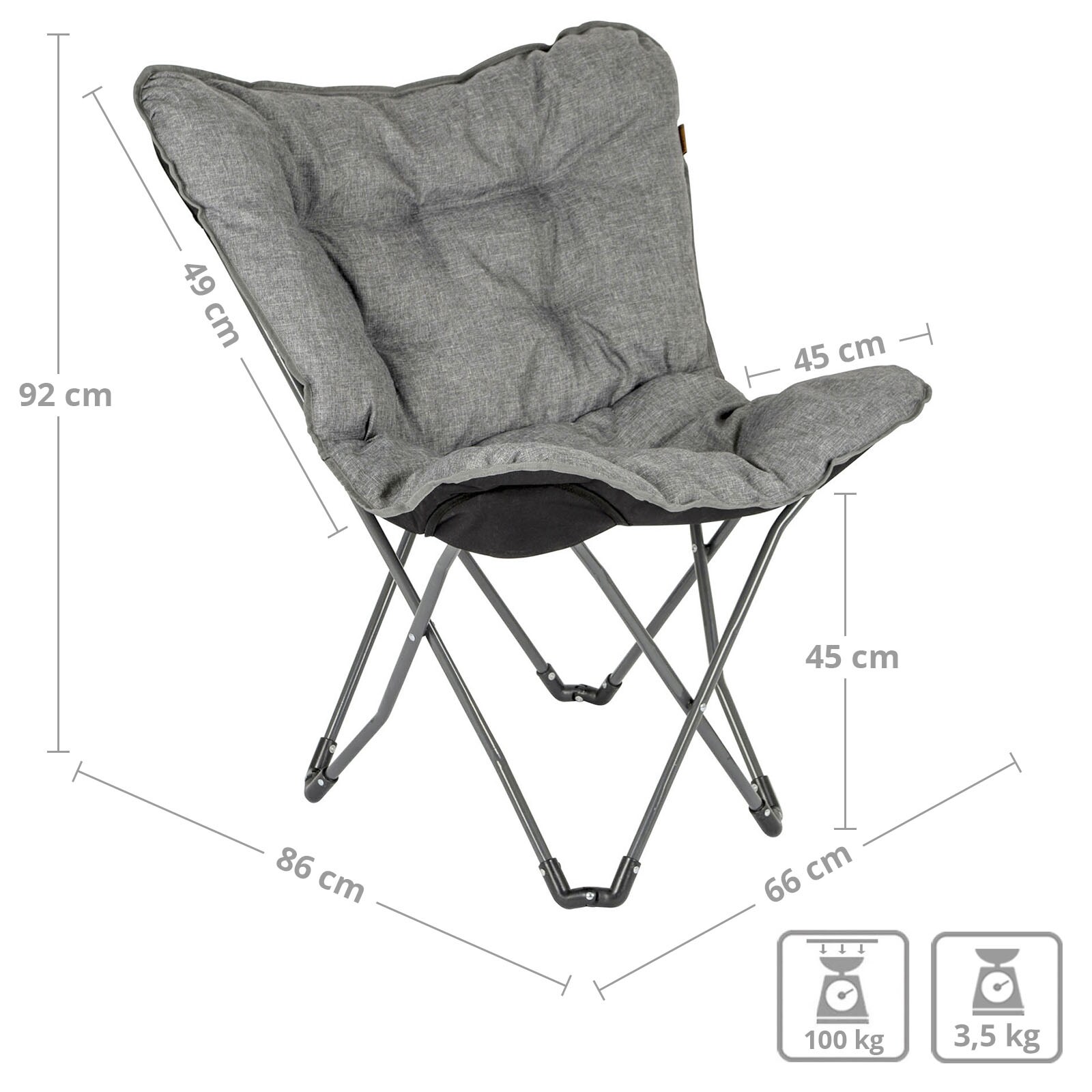 BO-CAMP Schmetterling Stuhl Redbridge Camping Garten Lounge Klapp Stuhl Sessel