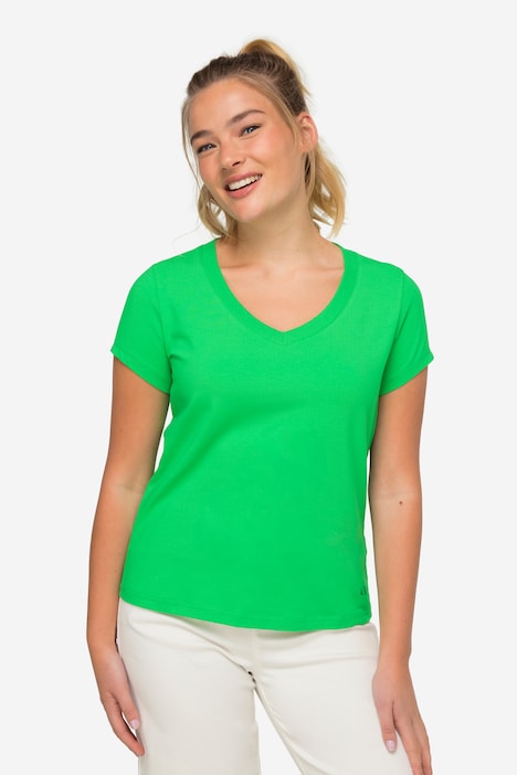T-Shirt, kleiner Knoten Print, V-Ausschnitt, Halbarm, OEKO-TEX MIG
