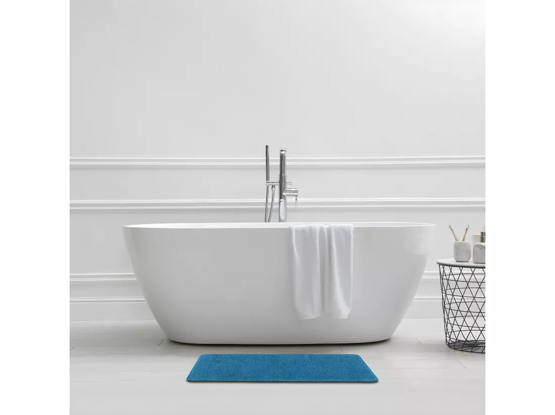 Tapis de bain uni en polyester pacifique 50x80cm