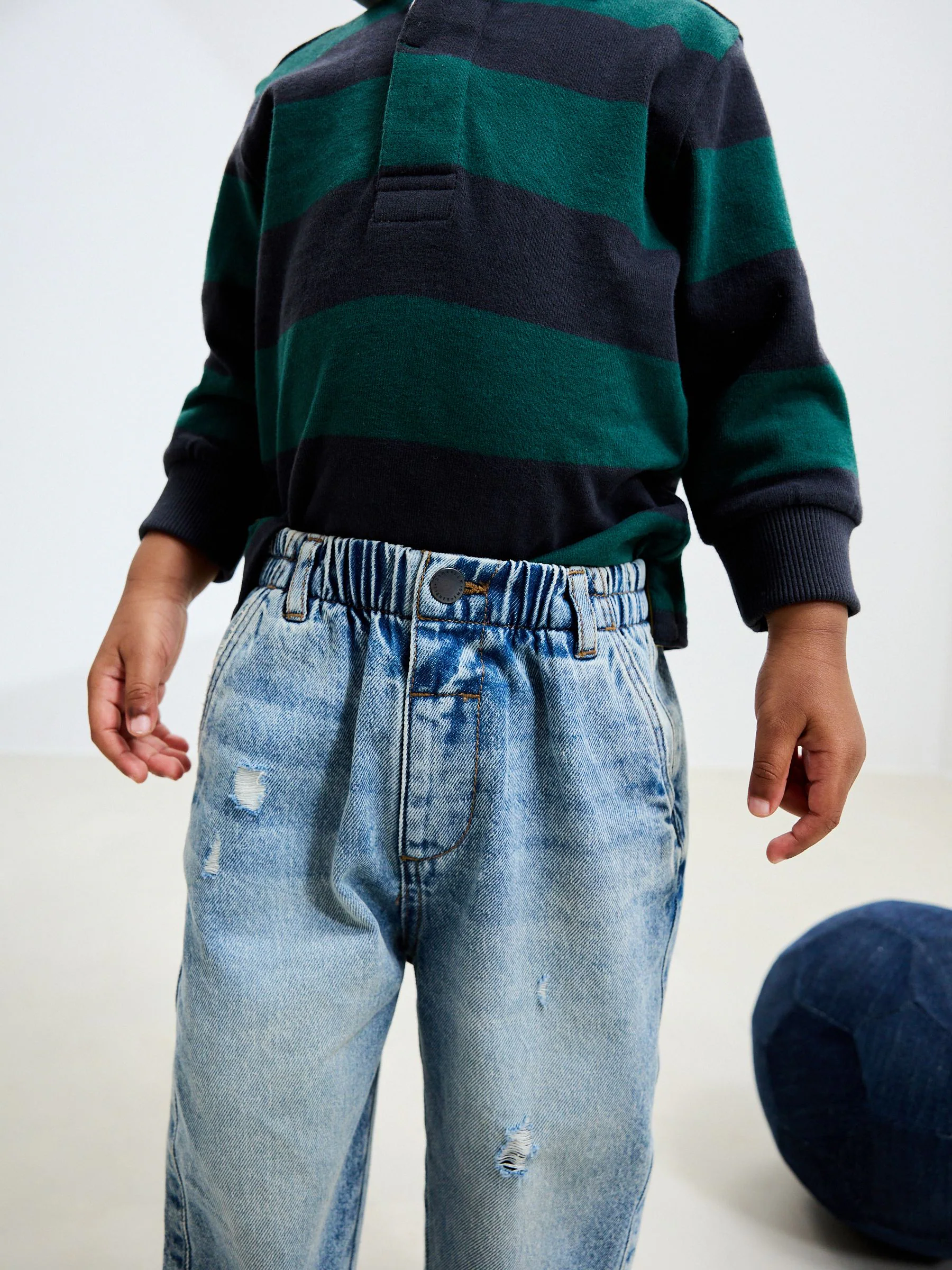 Lichtblauw denim met slijtageplekken - Jeans met wijde pijpen (3 mnd-7 jr)