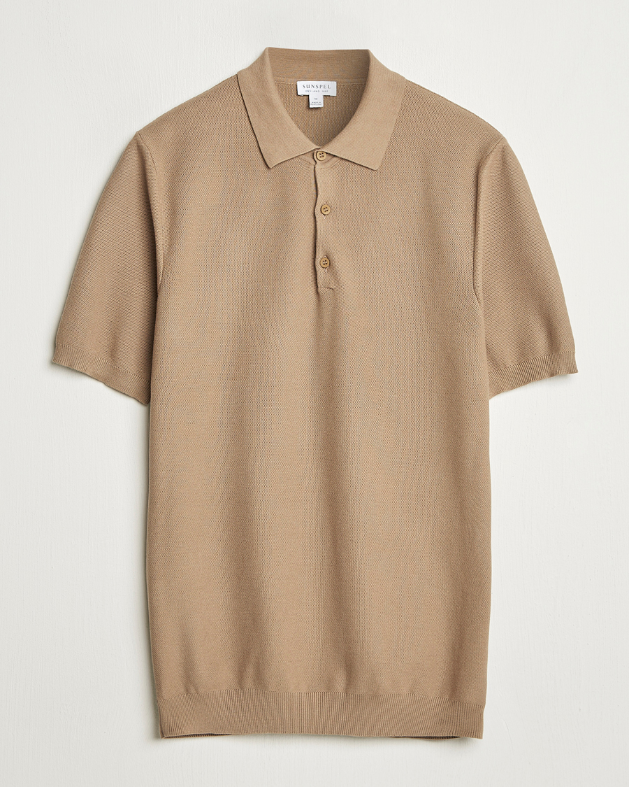 Sunspel Fine Texture Polo Dune