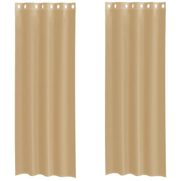 vidaXL Cortinas de Voile com Ilhós 2 Peças Areia - 1567156789