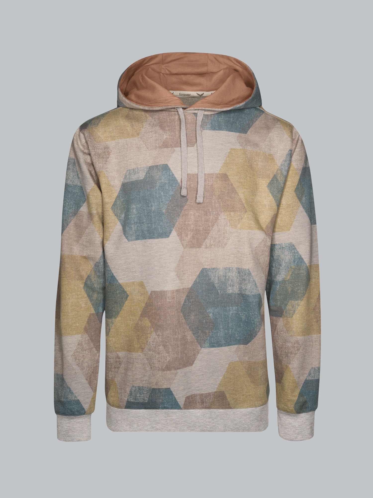 Hoodie mit modischem Allover-Print Grau-melange