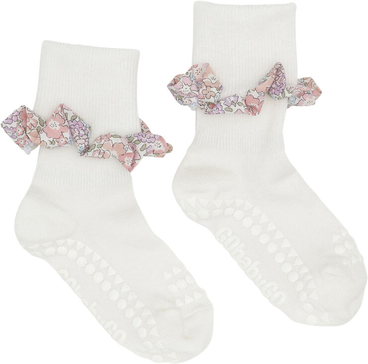 GoBabyGo Non-slip socks - Bamboo / Liberty Off white / miche