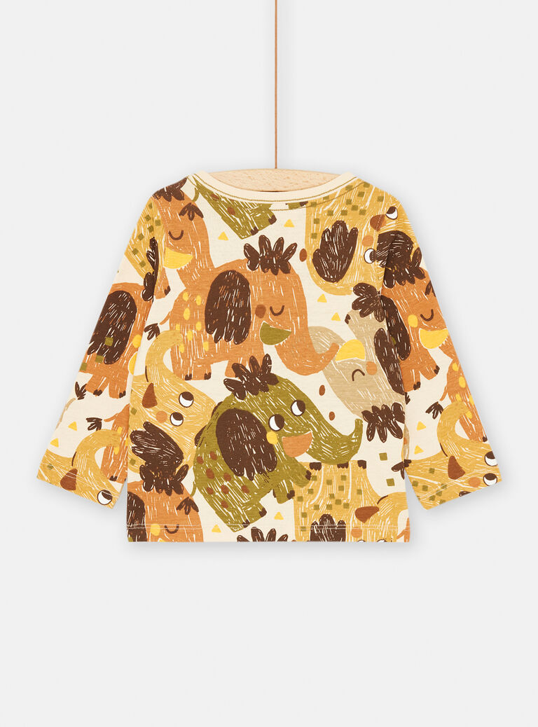 T-shirt beige et marron à imprimé animalier