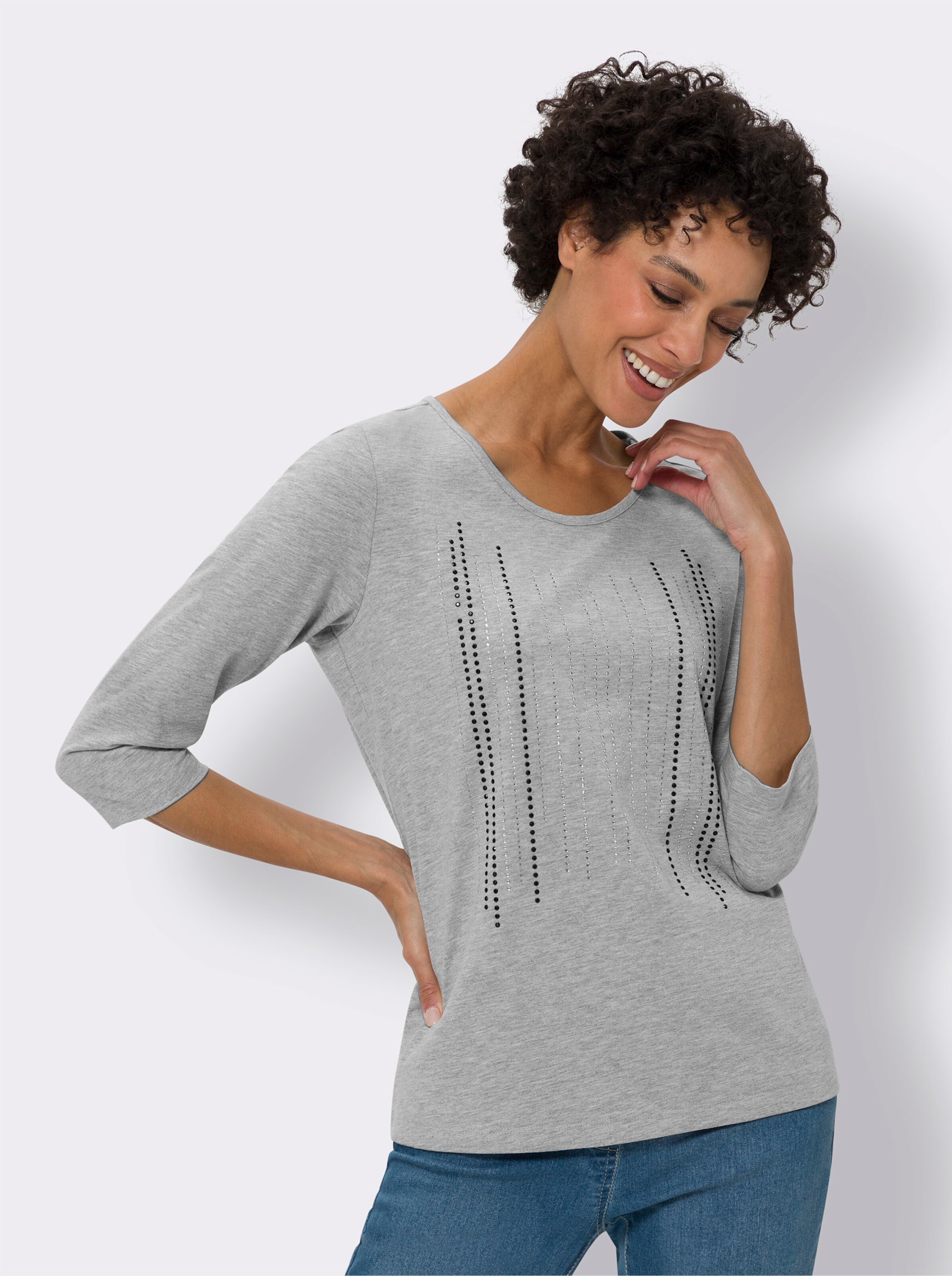 34-Arm-Shirt mit Glitzersteinchen