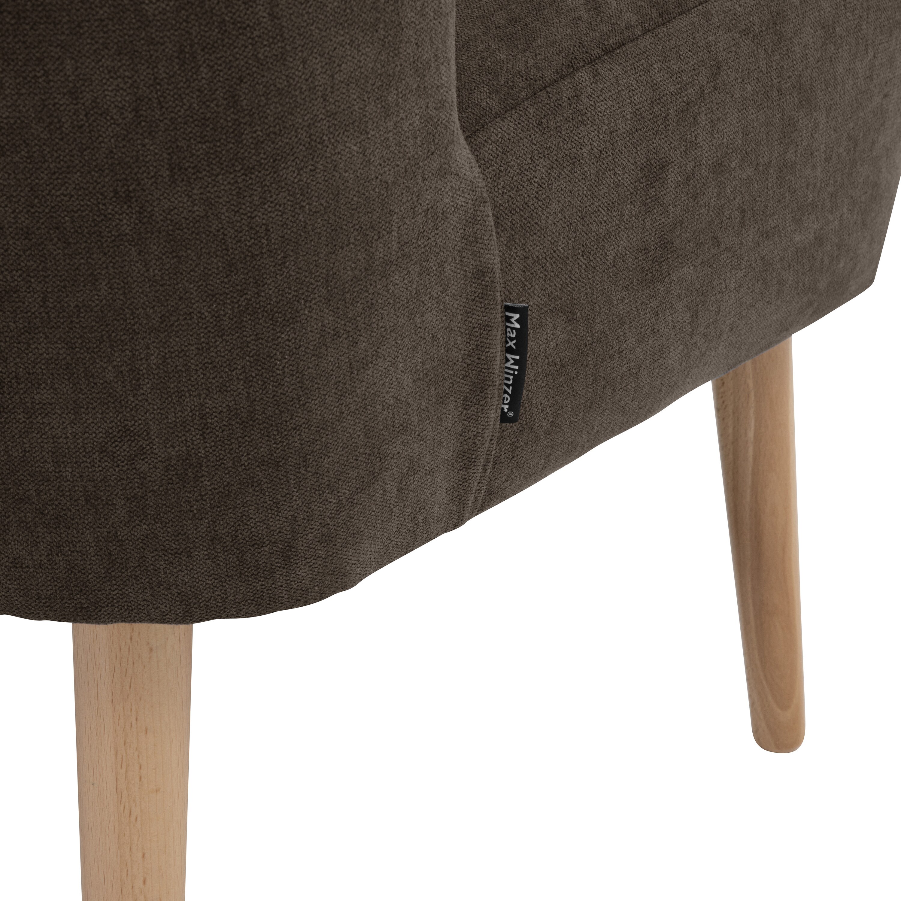 lovingHome® Sessel Fiola Velours schoko Polstersessel Stuhl Relaxsessel Füße Buche natur mittlere Sitzhärte