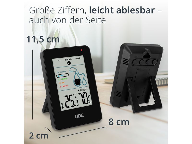 ADE Thermo-/Hygrometer digital Schwarz Digitales Thermo-/Hygrometer