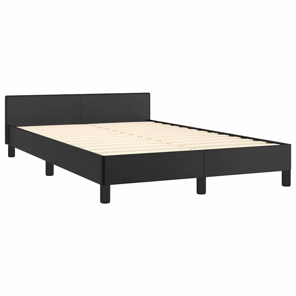 vidaXL - Bed frame met hoofdeinde zonder matras - Zwart - Kunstleer - 120x200 cm