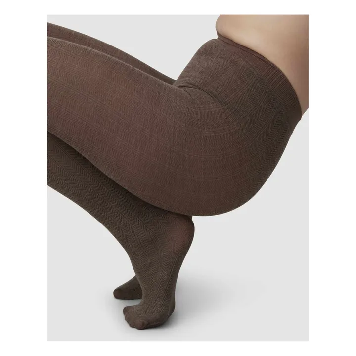 Swedish Stockings Collants Ylva Chevrons Laine Bio | Marron
