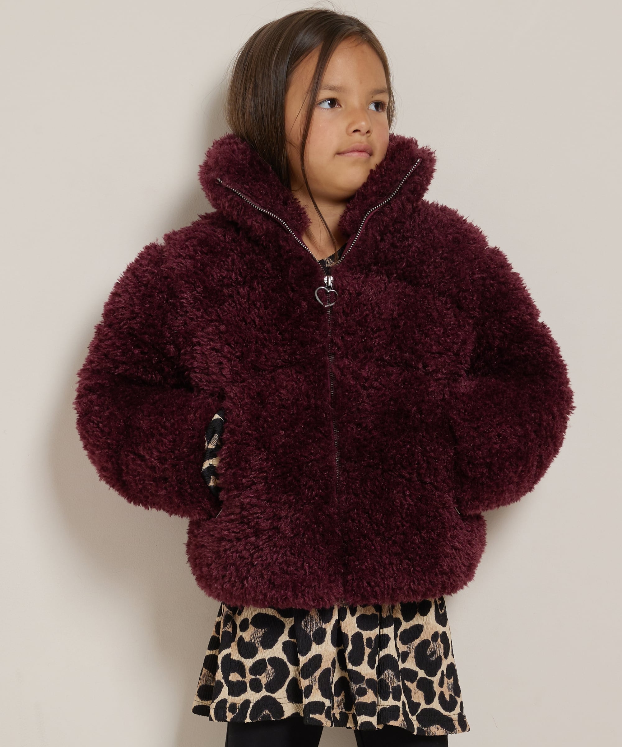 fake fur jas doorgestikt