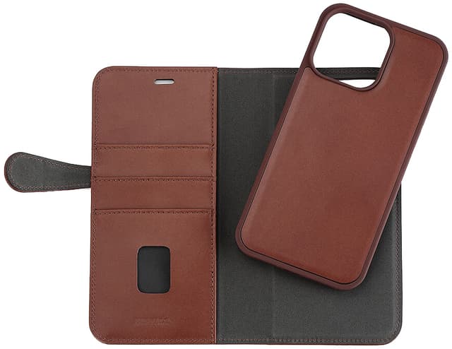 Buffalo iPhone 15 Pro Max 2in1 Leather MagSeries pungetui (brun)