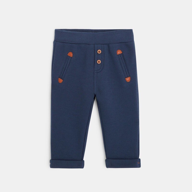 Jogpant molleton coton bio couleur bleu bébé garçon Bleu