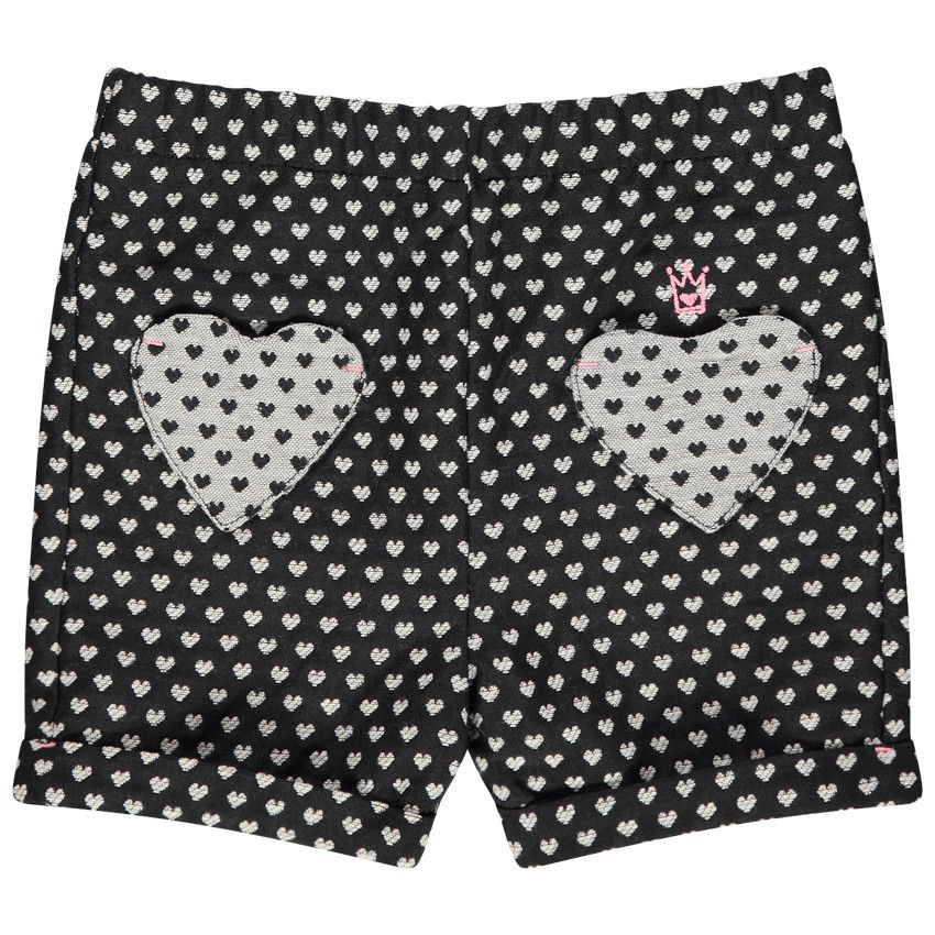 Short à coeurs en jacquard et poches - Noir