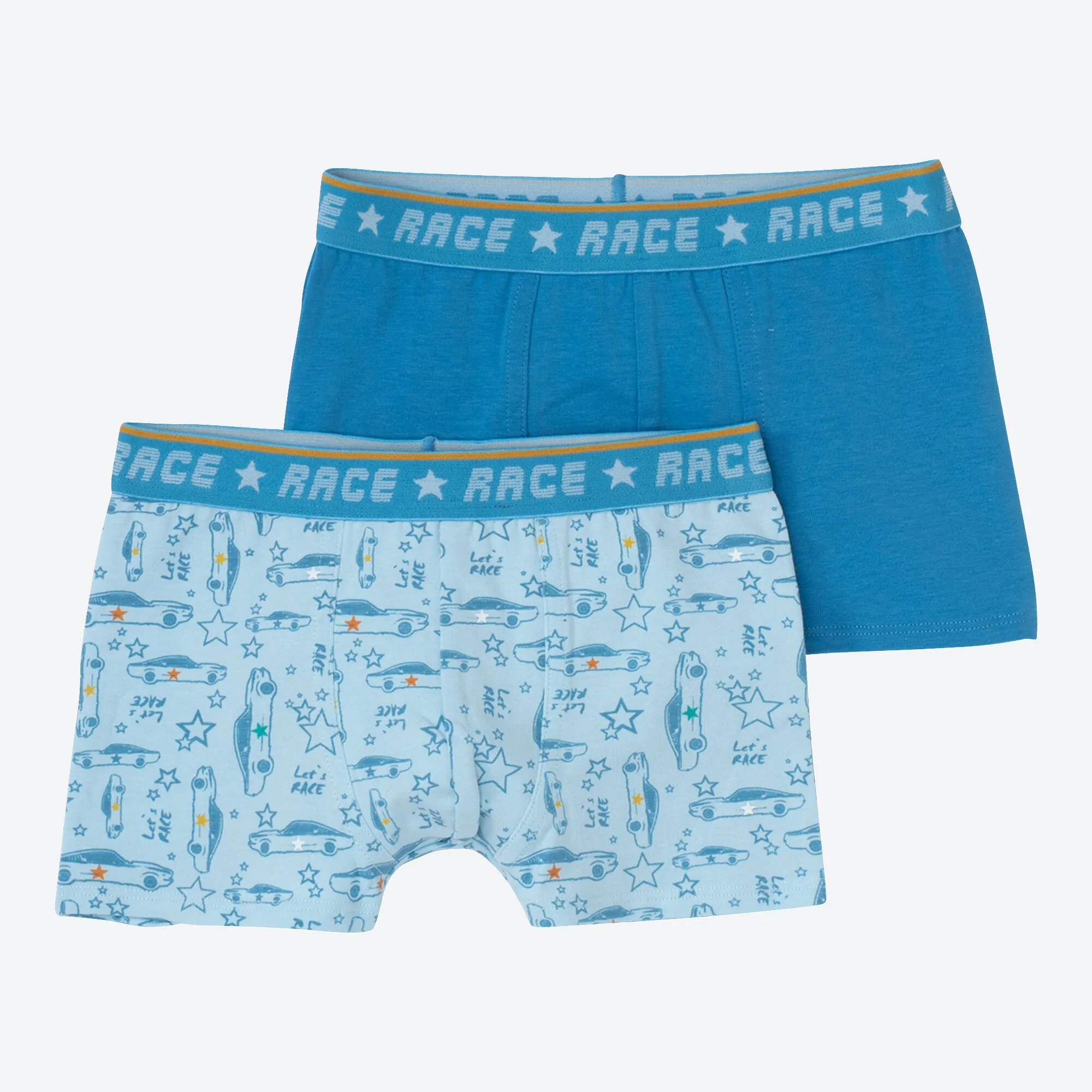 Jungen-Retroshorts mit Rennauto-Muster, 2er-Pack