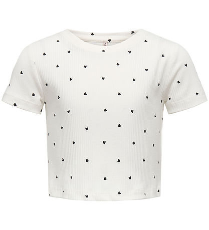 Kids Only T-Shirt - KogBella - Rib- Cloud Tänzerin/Black Hearts