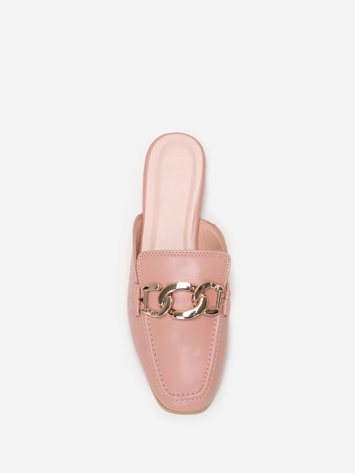 Mules mocassins avec bride à maillons- Rose