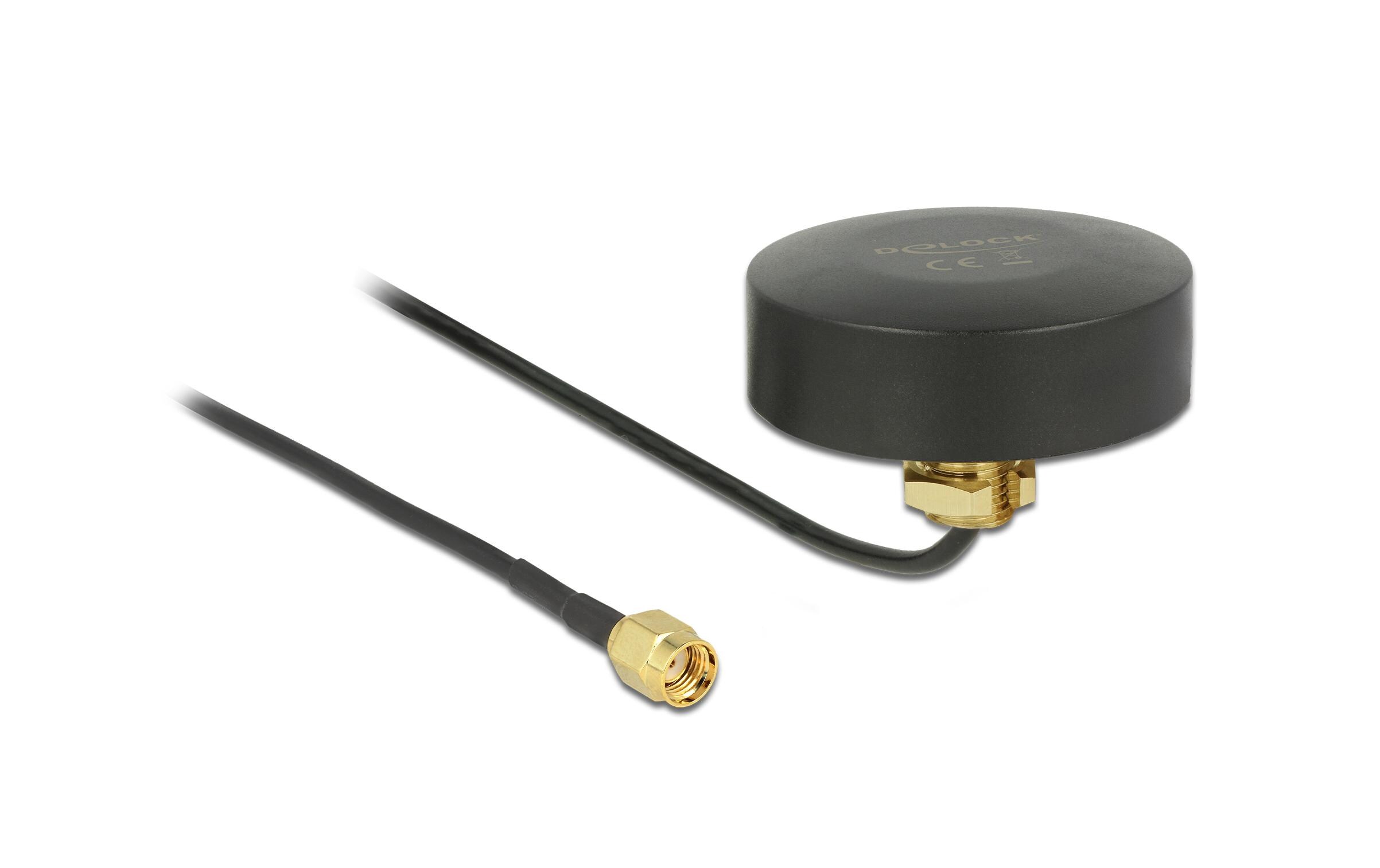 WLAN-Antenne Outdoor, 1.5m Kabel RP-SMA 2 dBi RundstrahlWLAN 802.11 b/g/n 2.4 GHz Antenne RP-SMA Stecker 2 dBi starr omnidirektional mit Anschlusskabel RG-174 1.5 m outdoor Schwarz