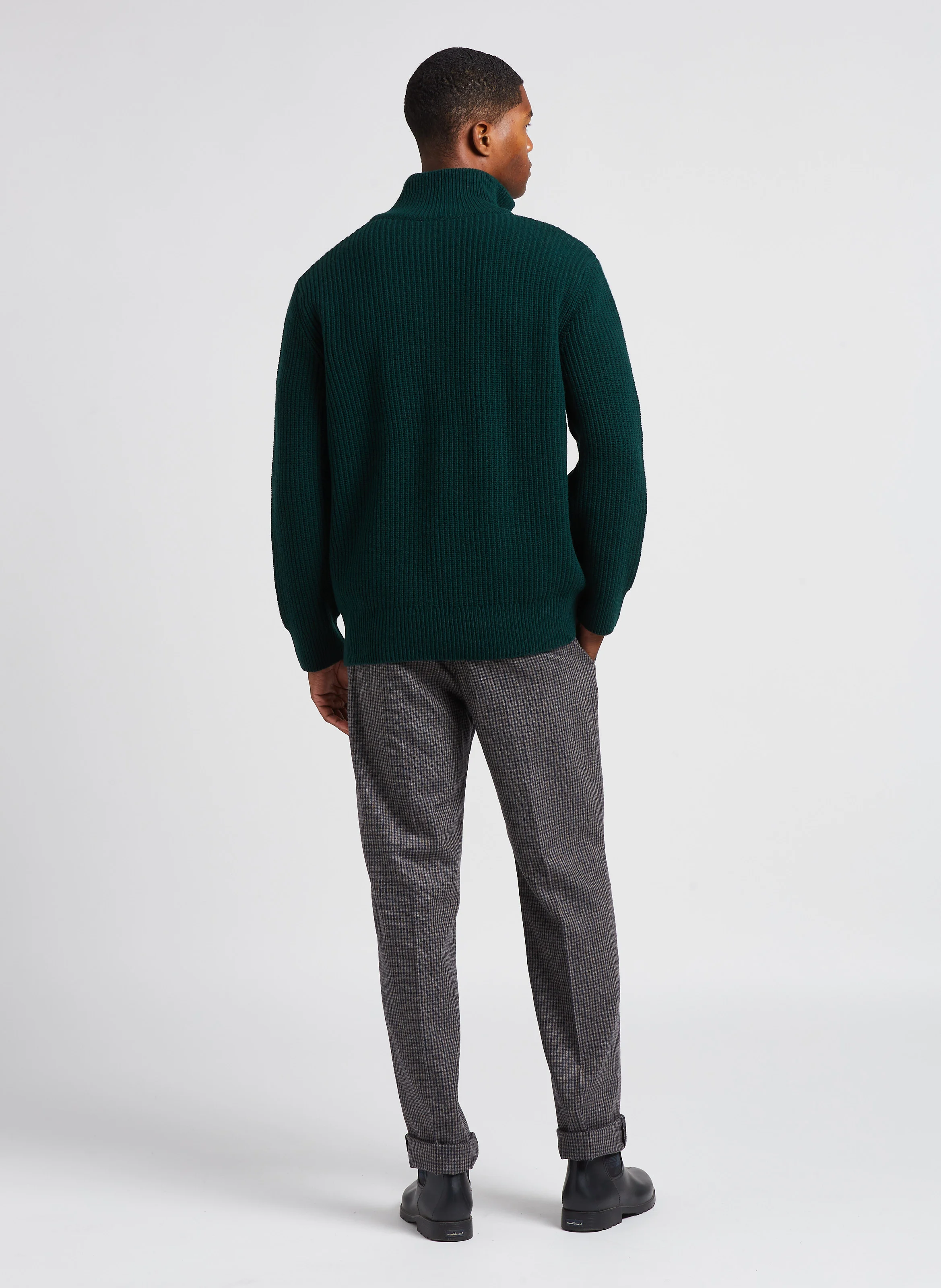 Pantalon droit en laine mélangée | Gris