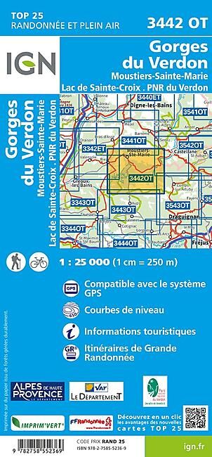 IGN - TOP 25 3442OT GORGES DU VERDON 1 25 000
