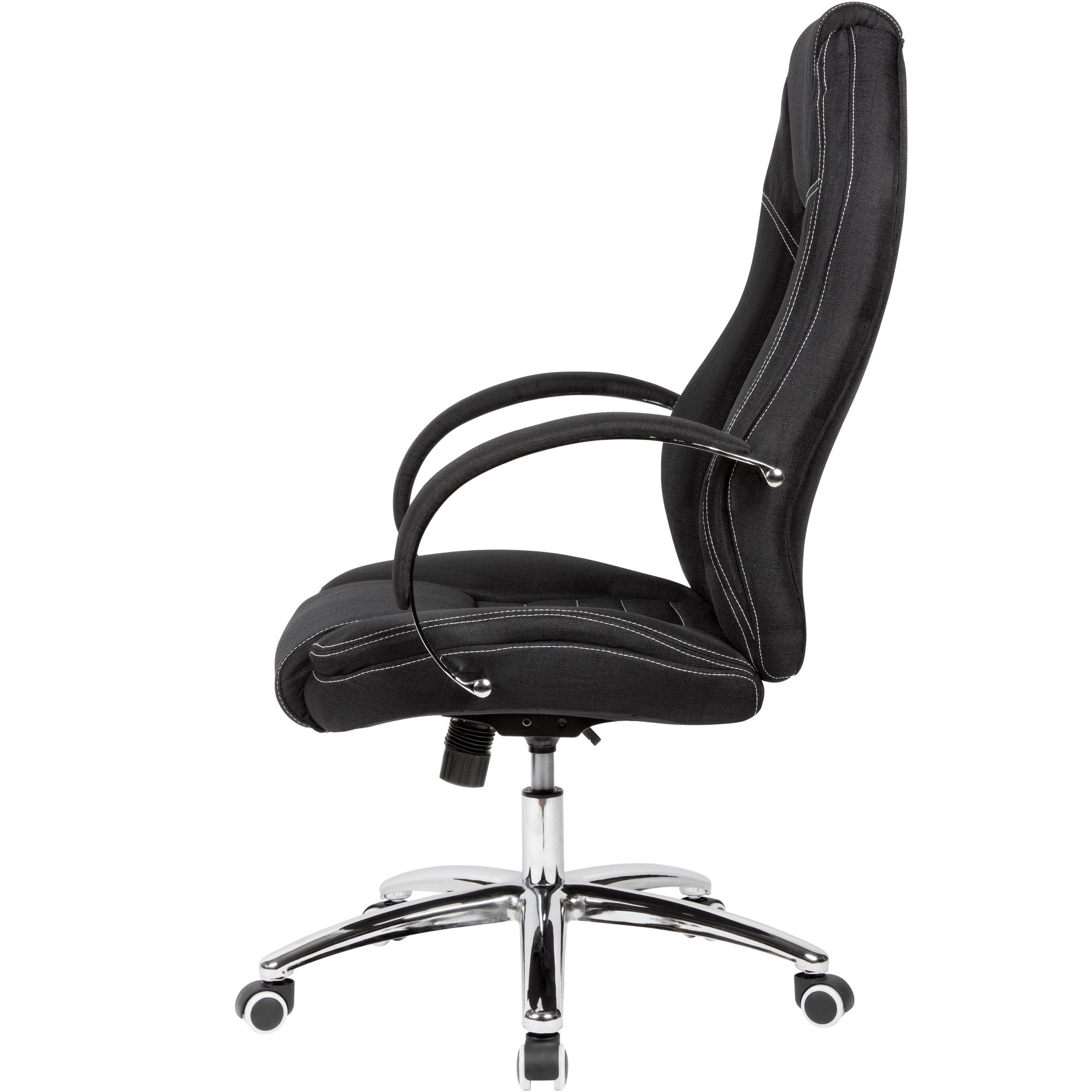 FineBuy Drehstuhl Stoff Schwarz Chefsessel Schreibtischstuhl Jeansoptik 120kg