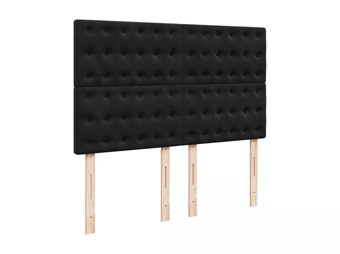 Sommier à lattes de lit avec matelas Noir 140x190 cm Velours
