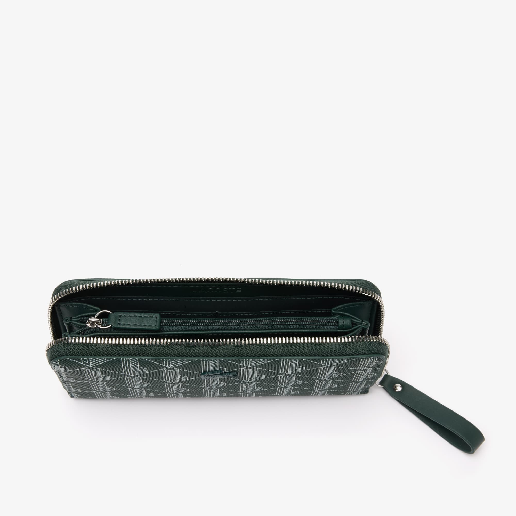 Portefeuille zippé femme Lacoste imprimé monogramme Portefeuilles & Petite Maroquinerie - Vert - Lacoste - Femme