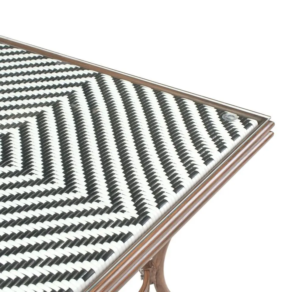 CASPRI - Tuintafel - Wit/Zwart - 80 x 80 cm - PE rotan