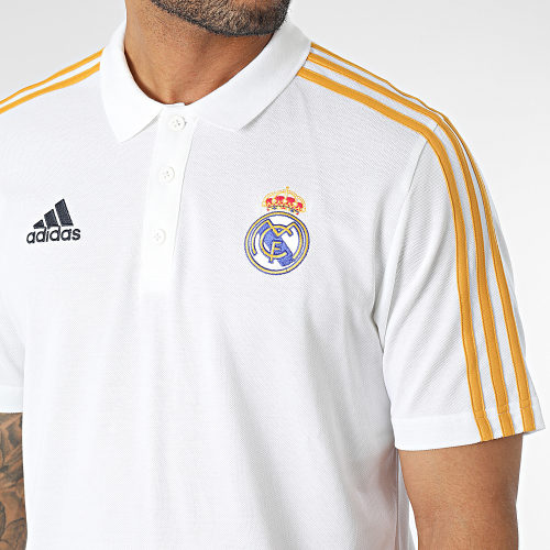 Polo Manches Courtes A Bandes Real Madrid HY0607 Beige Clair