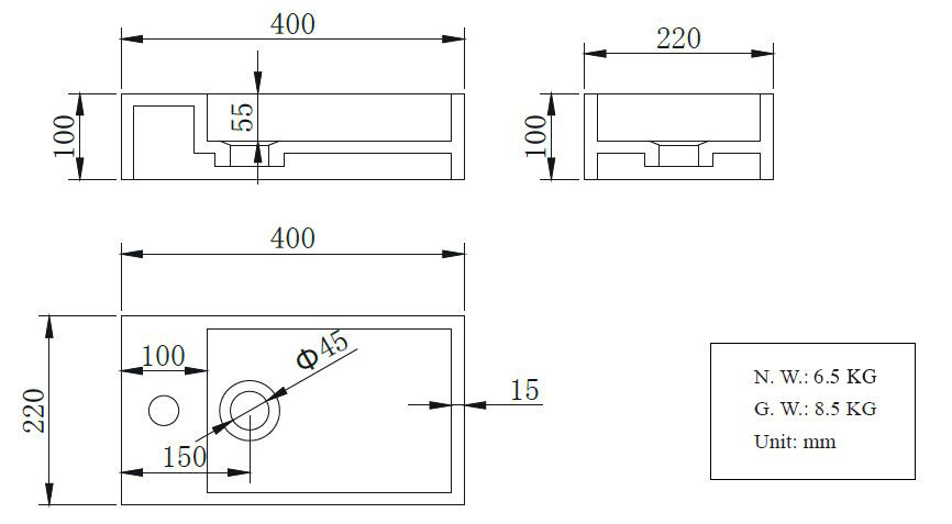 Mueller Dash fontein met kraangat links 40x22x10cm wit