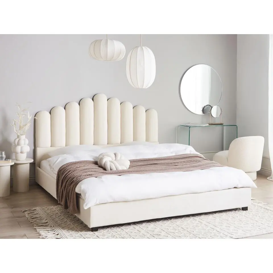 VINCENNES - Bed - Gebroken wit - 180 x 200 cm - Fluweel