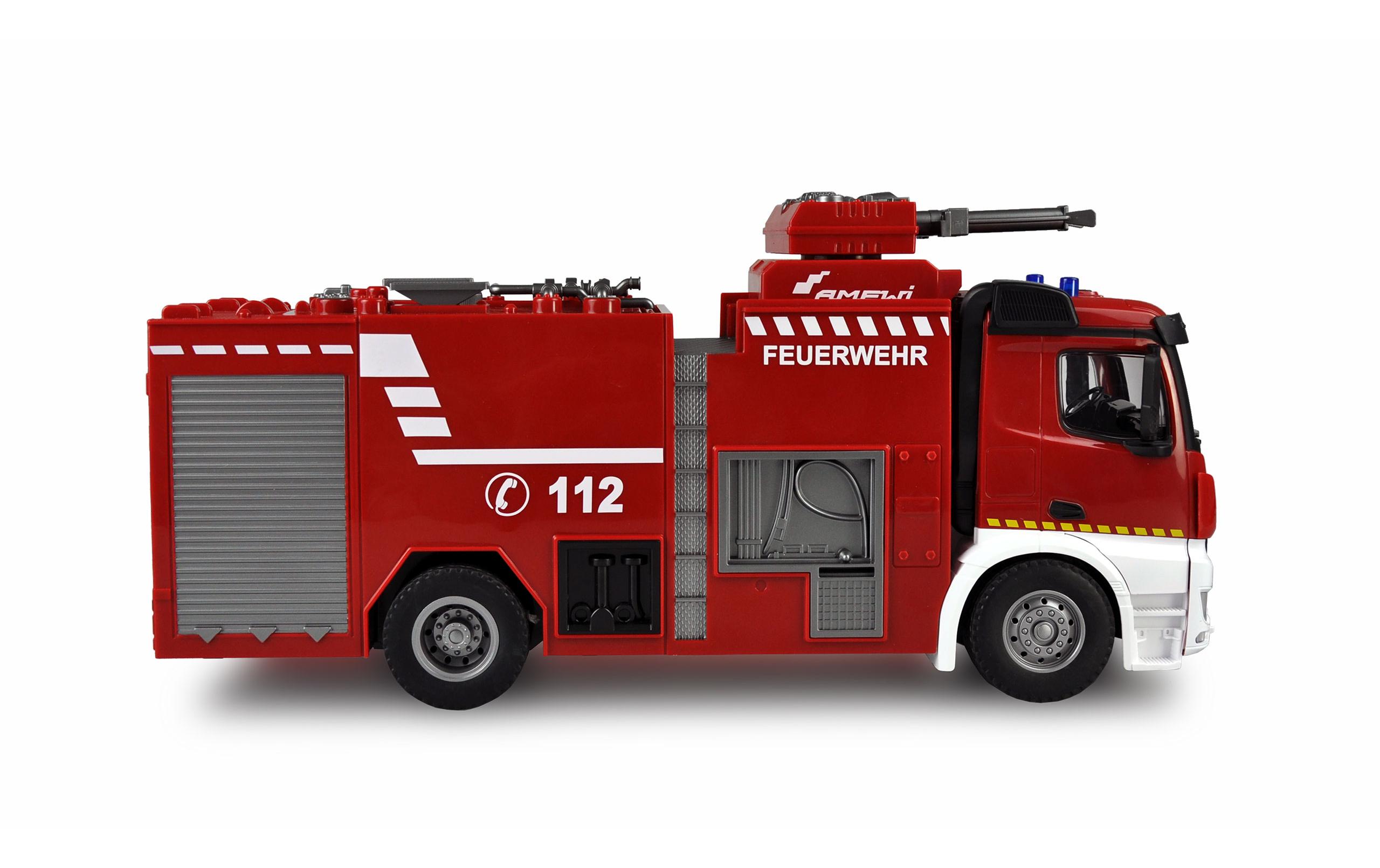 Mercedes Benz Arocs Feuerwehr Löschfahrzeug RTR, 1:18<br>Realistisches Feuerwehrauto mit Beleuchtung, Soundeffekten und Wasserwerfer