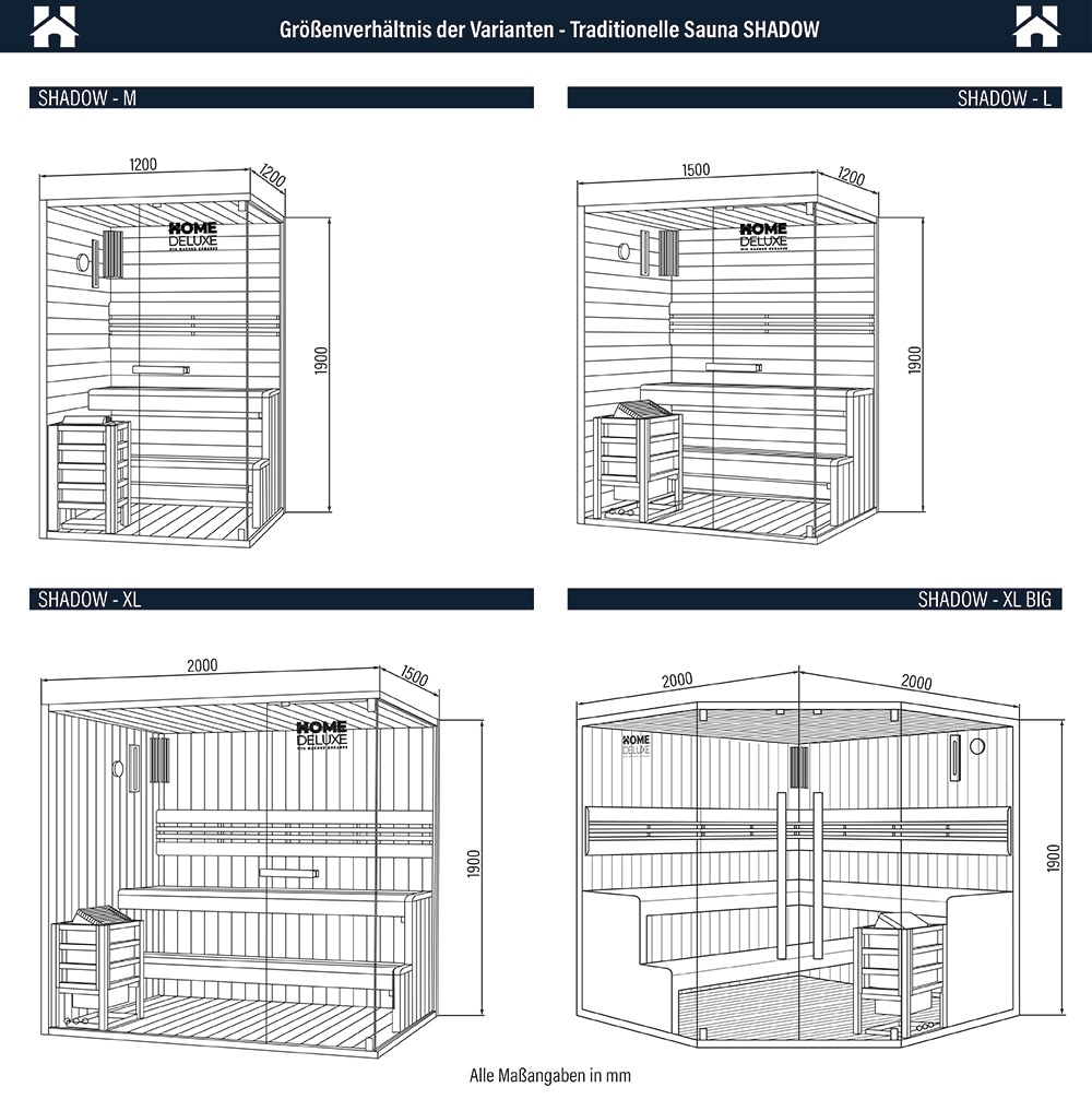 Home Deluxe Traditionelle Sauna SHADOW - versch. Ausführungen