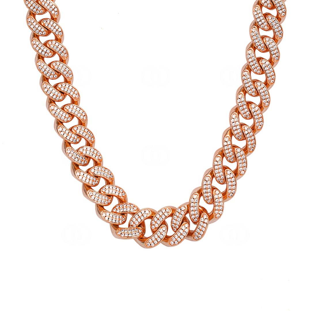 12mm Cuban Link Panzerkette Rosé vergoldet mit Zirkonia