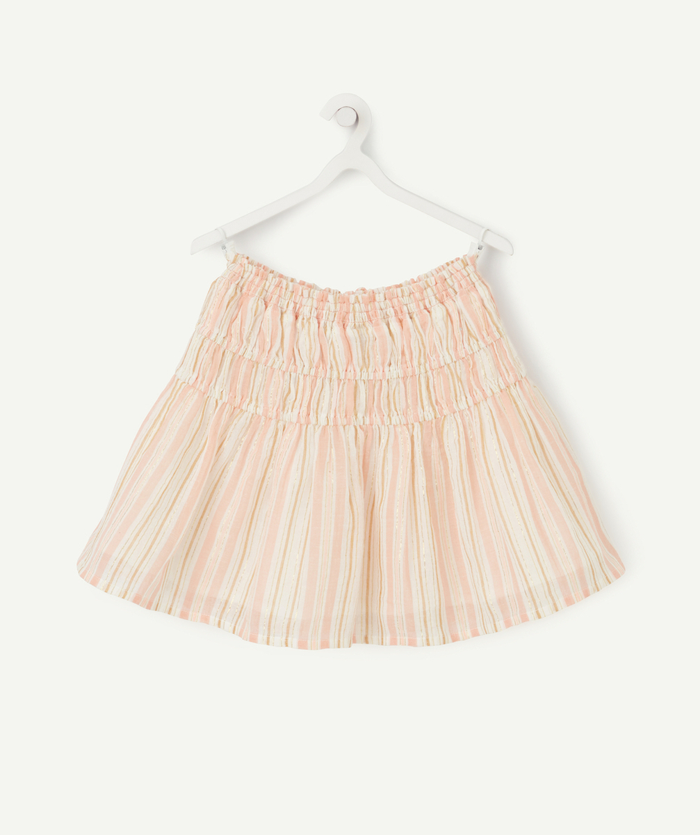 LA JUPE ROSE ET BLANCHE AVEC LISERÉS PAILLETÉS