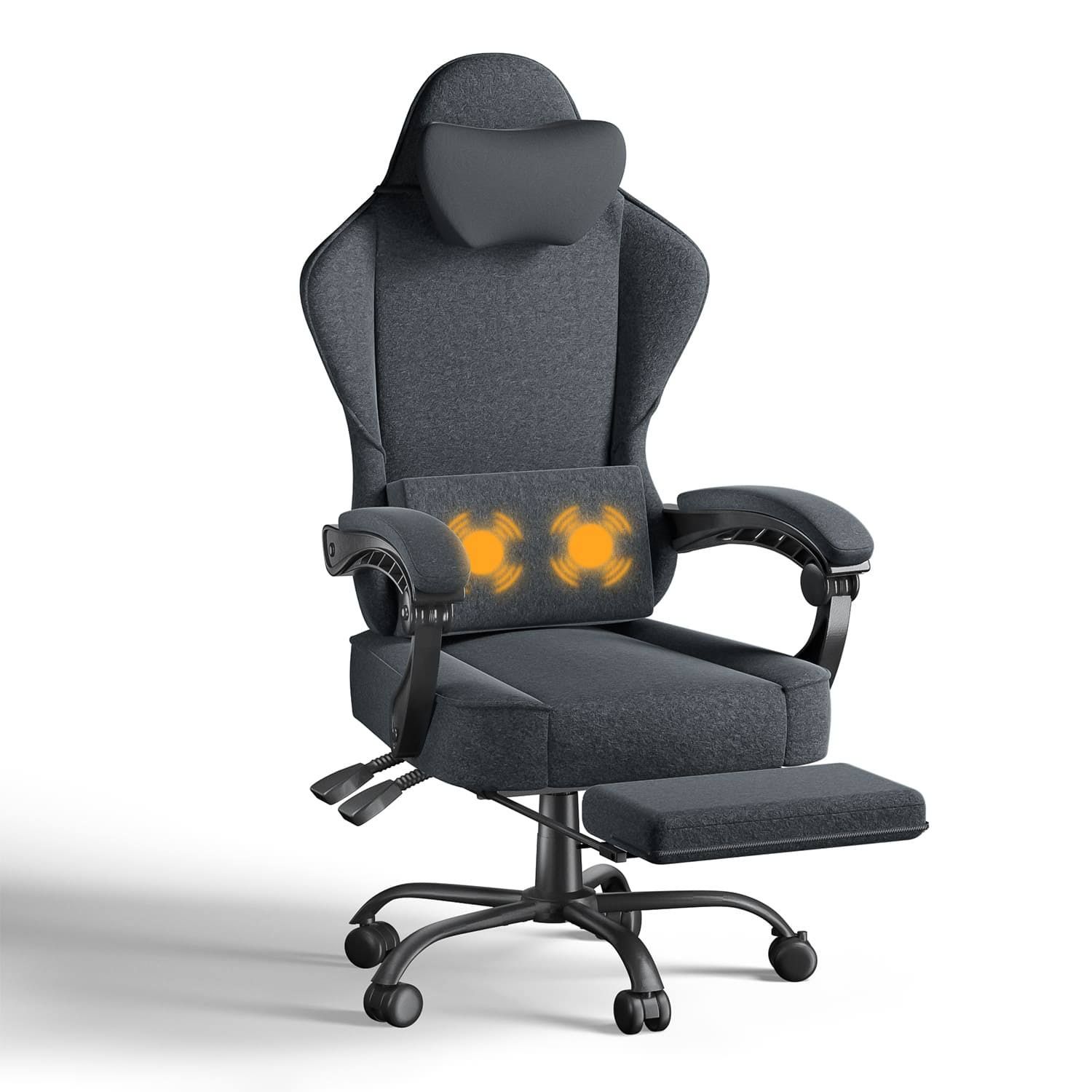 Furniwell Ergonomischer Bürostuhl mit Massage Lendenkissen,Gaming Stuhl mit Fußstütze