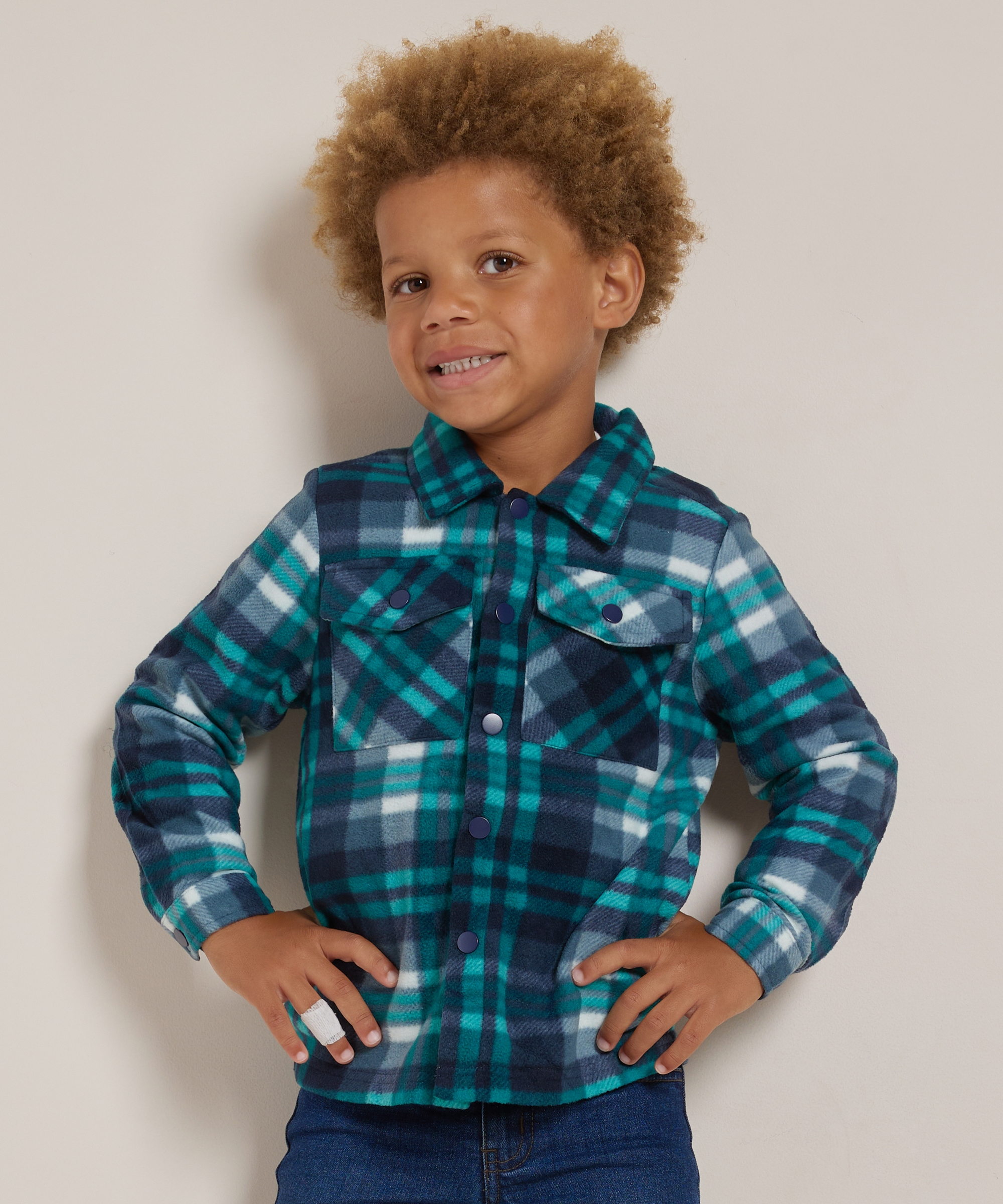 fleece overshirt met knopen