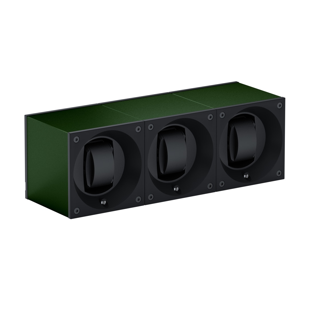 SwissKubik Masterbox Aluminium Dunkelgrün - 3 Uhren