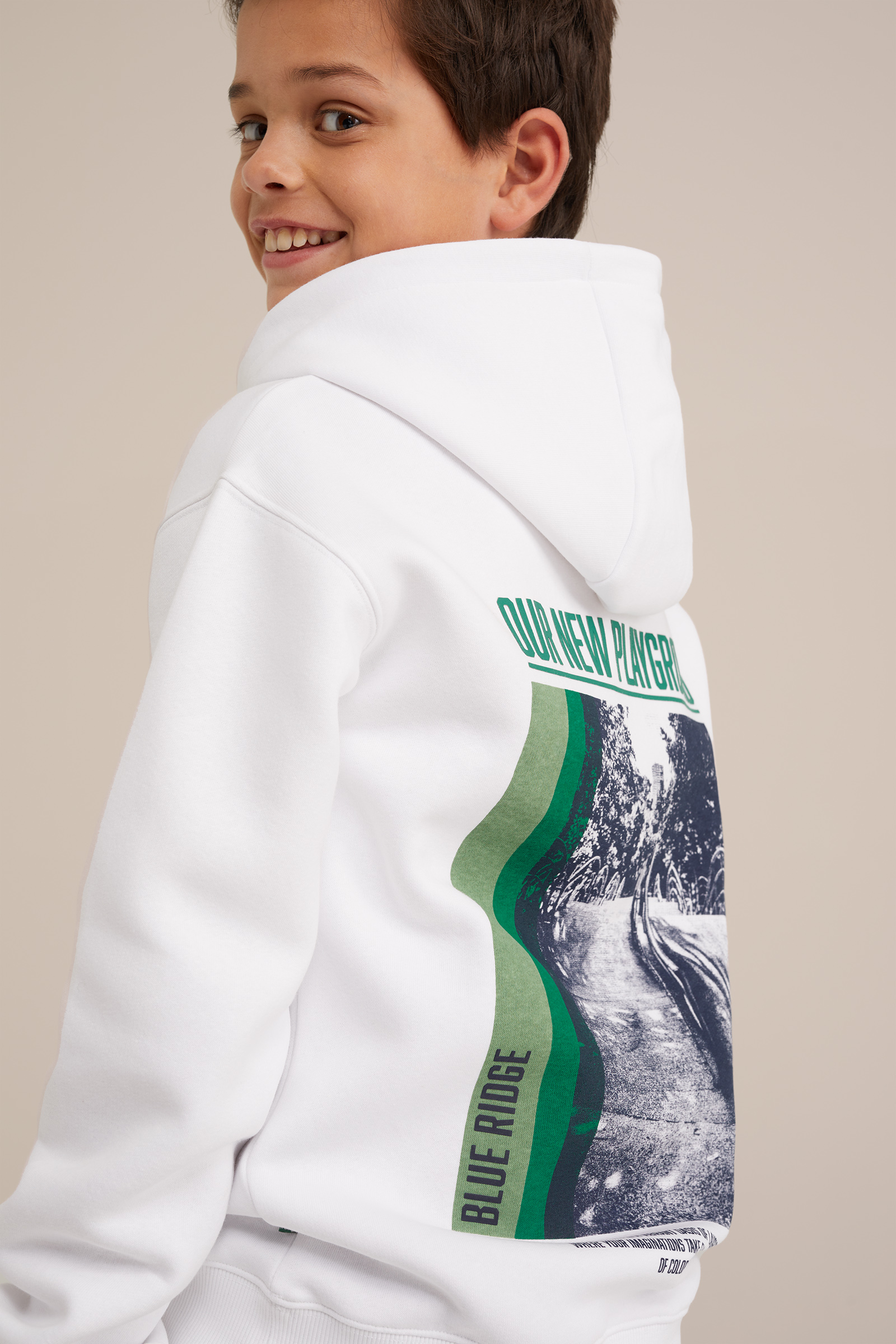 Jongens hoodie met opdruk Blue Ridge Wit