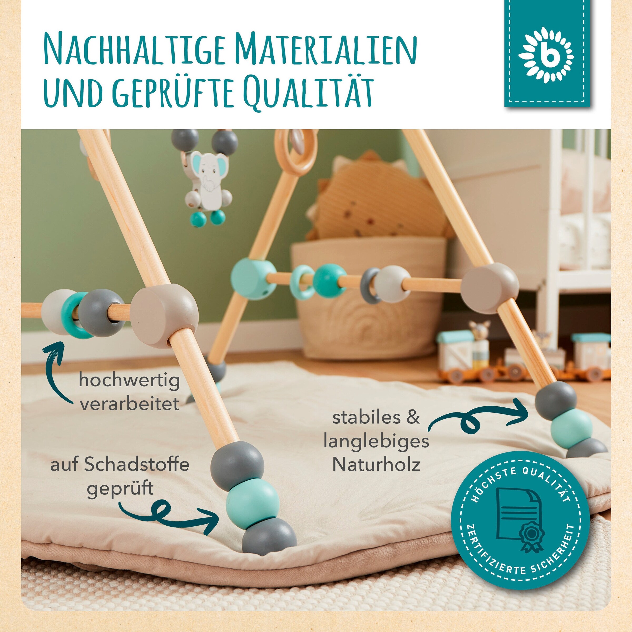 Bieco Spielbogen aus Holz Höhenverstellbar - ab Geburt Blau