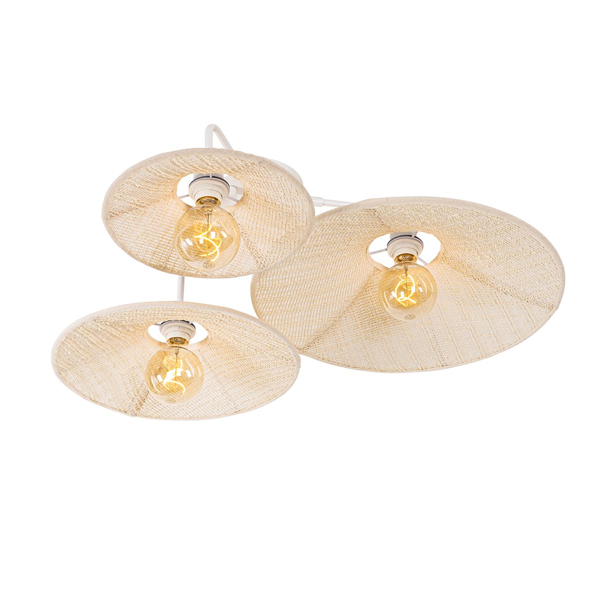 Design plafondlamp wit met stof 3-lichts - Jane