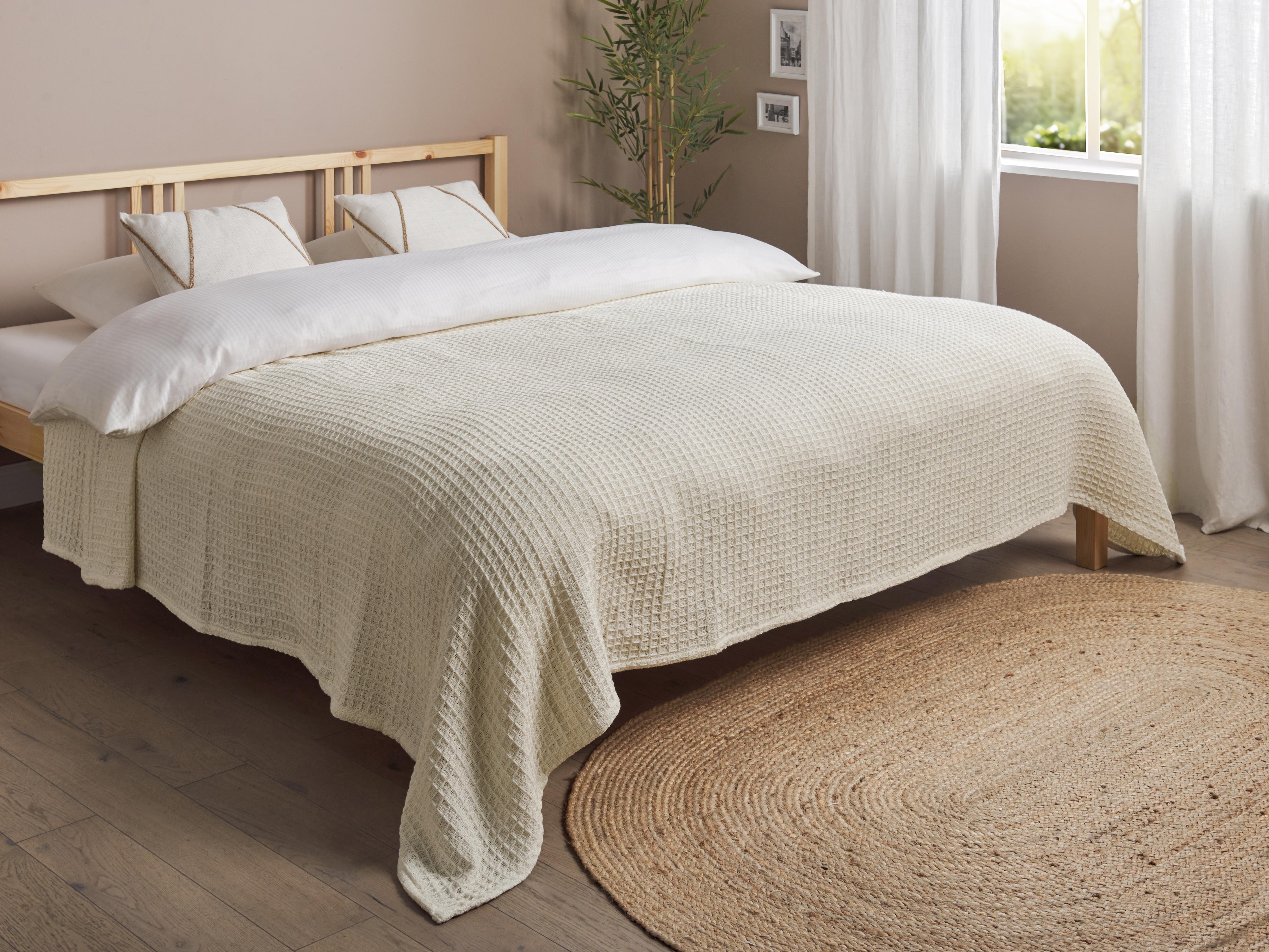 Sprei CHAGYL Katoen 220 x 240 cm Lichtbeige