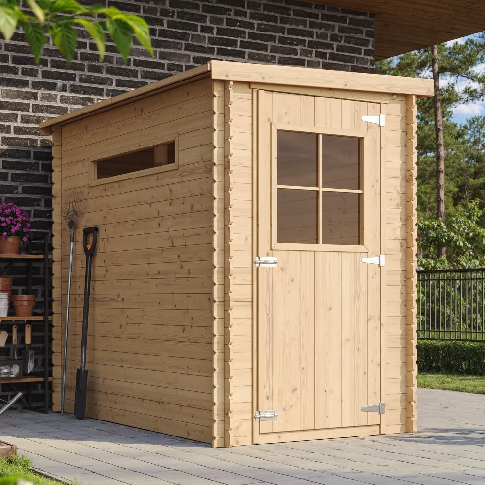 Gartenhaus Holz - Geräteschuppen Holz - Gerätehaus B144xL239xH198 cm/ 2.63 m2 Lagerschuppen für Garten - Fahrrad Schuppen - Gartenhäuser & aufbewahrung Wasserfestes Dach TIMBELA M306