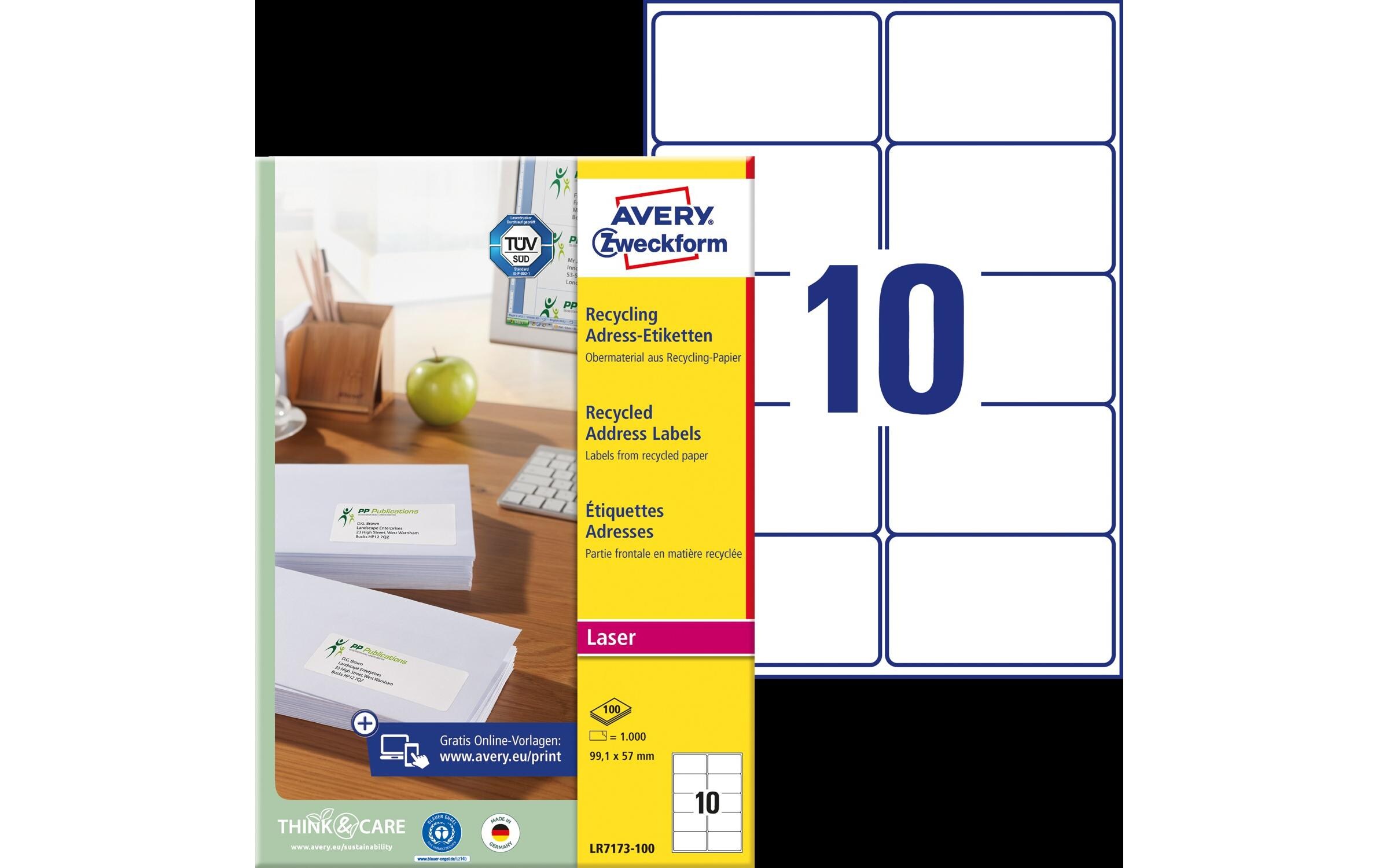 Adressetiketten 99.1 x 57 mm, 100 BlattUmweltfreundliche Adress-Etiketten
